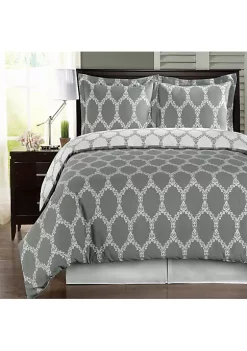 Egyptian Linens 100% Cotton Reversible Duvet Cover Set - Brooksfield
