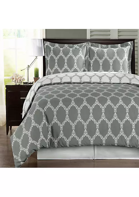 Egyptian Linens 100% Cotton Reversible Duvet Cover Set - Brooksfield 3 Egyptian Linens 100% Cotton Reversible Duvet Cover Set - Brooksfield