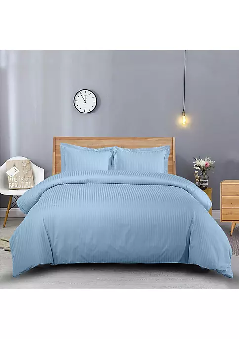 Egyptian Linens 100% Long-Staple Cotton 600 Stripe Duvet Cover Set 5 Egyptian Linens 100% Long-Staple Cotton 600 Stripe Duvet Cover Set - Image 3