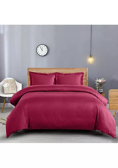 Egyptian Linens 100% Long-Staple Cotton 600 Stripe Duvet Cover Set 6 Egyptian Linens 100% Long-Staple Cotton 600 Stripe Duvet Cover Set - Image 4