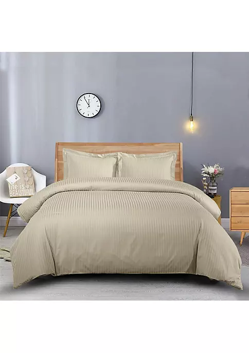 Egyptian Linens 100% Long-Staple Cotton 600 Stripe Duvet Cover Set 7 Egyptian Linens 100% Long-Staple Cotton 600 Stripe Duvet Cover Set - Image 5