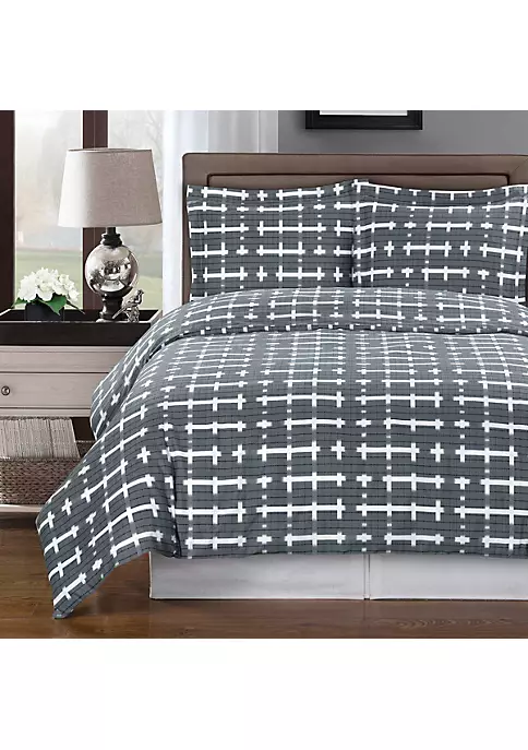 Egyptian Linens 100% Cotton 3-Piece Reversible Duvet Cover Set - Norwich 3 Egyptian Linens 100% Cotton 3-Piece Reversible Duvet Cover Set - Norwich