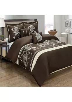 Egyptian Linens Myra 100% Cotton 5-Piece Duvet Cover Set - Chocolate 9 Egyptian Linens Myra 100% Cotton 5-Piece Duvet Cover Set - Chocolate -Brite Star Shop Belk 1053