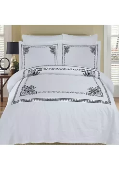 Egyptian Linens Ivory Embroidered Duvet Cover Sets - Athena 9 Egyptian Linens Ivory Embroidered Duvet Cover Sets - Athena -Brite Star Shop Belk 1066