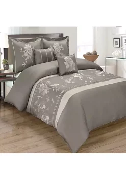 Egyptian Linens Myra 100% Cotton 5-Piece Duvet Cover Set - Gray 7 Egyptian Linens Myra 100% Cotton 5-Piece Duvet Cover Set - Gray -Brite Star Shop Belk 1099