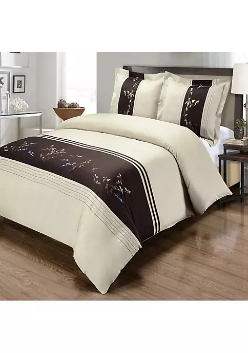 Egyptian Linens Celeste Cotton Embroidered Duvet Cover Set 6 Egyptian Linens Celeste Cotton Embroidered Duvet Cover Set - Image 4