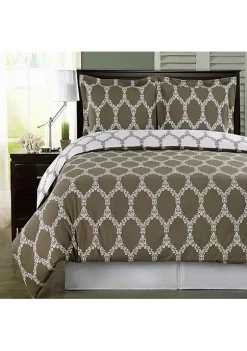 Egyptian Linens 100% Cotton Reversible Duvet Cover Set - Brooksfield
