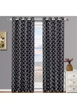 Egyptian Linens Thermal Insulated Curtain Black/Gray Meridian Pair (Set of 2 Panels)