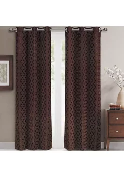 Egyptian Linens Willow Geometric Jacquard Thermal-Insulated Blackout Curtain Panels (Set of 2) -Brite Star Shop Belk 1128