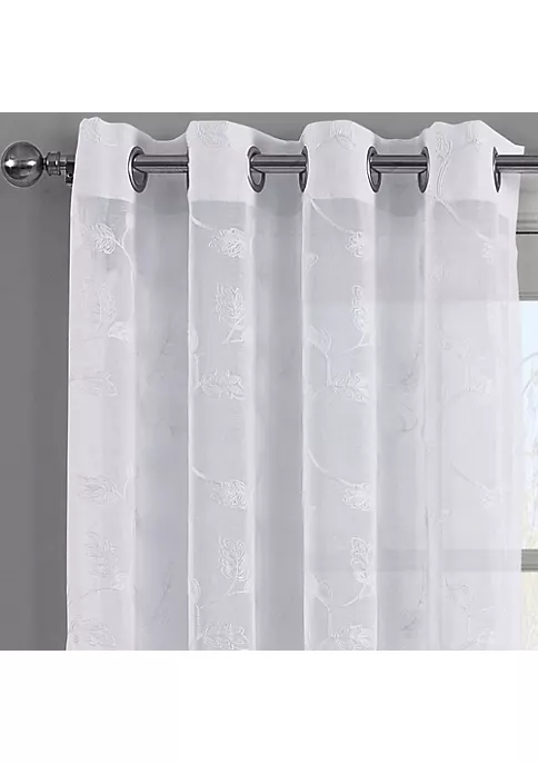 Egyptian Linens Brook Embroidered Grommet Top Sheer Window Curtain Pair (Set of 2) 4 Egyptian Linens Brook Embroidered Grommet Top Sheer Window Curtain Pair (Set of 2) - Image 2