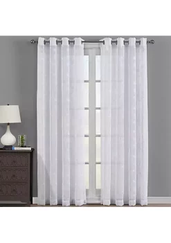 Egyptian Linens Brook Embroidered Grommet Top Sheer Window Curtain Pair (Set of 2) 10 Egyptian Linens Brook Embroidered Grommet Top Sheer Window Curtain Pair (Set of 2) -Brite Star Shop Belk 1151