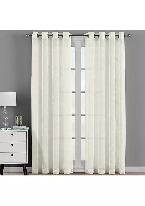 Egyptian Linens Brook Embroidered Grommet Top Sheer Window Curtain Pair (Set of 2) 7 Egyptian Linens Brook Embroidered Grommet Top Sheer Window Curtain Pair (Set of 2) - Image 5