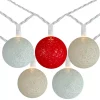 Brite Star 10 Red Green and Cream Yarn Ball Patio Globe Lights - 8.6 ft White Wire -Brite Star Shop Belk 135
