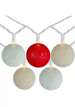 Brite Star 10 Red Green and Cream Yarn Ball Patio Globe Lights - 8.6 ft White Wire 7 Brite Star 10 Red Green and Cream Yarn Ball Patio Globe Lights - 8.6 ft White Wire -Brite Star Shop Belk 137