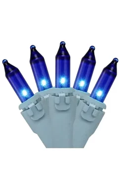 Brite Star 50-Count Blue Mini Christmas Lights Set - 17ft Blue Wire