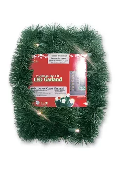 Brite Star 18' Green Pre-Lit LED Battery Operated Sparkling Artificial Christmas Garland