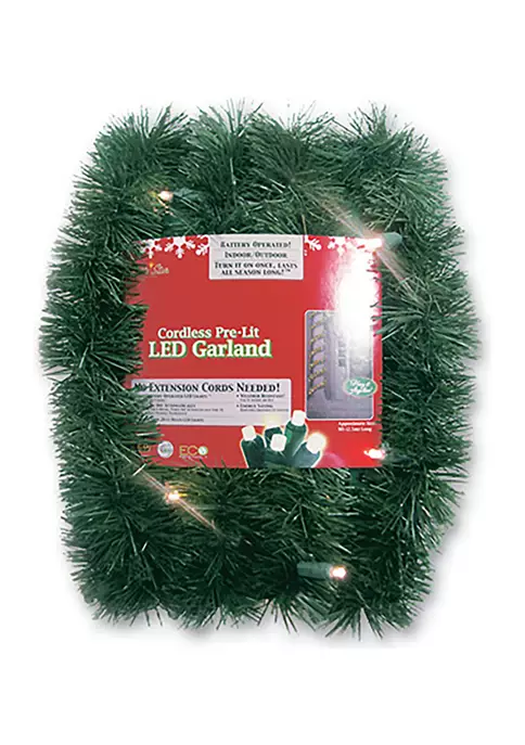 Brite Star 18' Green Pre-Lit LED Battery Operated Sparkling Artificial Christmas Garland 3 Brite Star 18' Green Pre-Lit LED Battery Operated Sparkling Artificial Christmas Garland