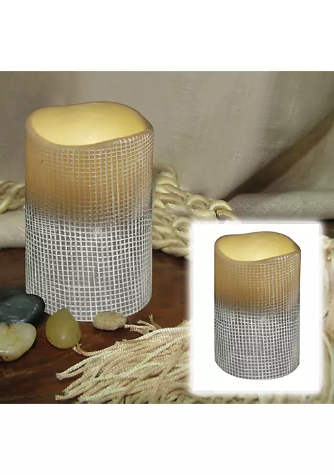 Brite Star 4" Stone Gray Lattice Battery Operated Flameless LED Lighted Flickering Wax Pillar Candle 3 Brite Star 4" Stone Gray Lattice Battery Operated Flameless LED Lighted Flickering Wax Pillar Candle