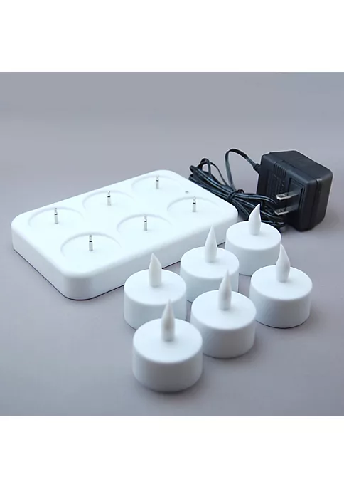 Brite Star Pack of 6 White Rechargeable Flameless LED Lighted Flickering Tea Light Candles 4 Brite Star Pack of 6 White Rechargeable Flameless LED Lighted Flickering Tea Light Candles - Image 2