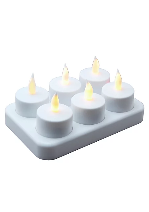 Brite Star Pack of 6 White Rechargeable Flameless LED Lighted Flickering Tea Light Candles 5 Brite Star Pack of 6 White Rechargeable Flameless LED Lighted Flickering Tea Light Candles - Image 3