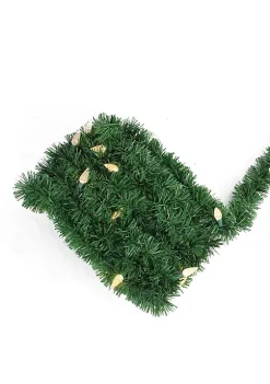 Brite Star 18' Pre-Lit Green Pine Artificial Christmas Garland - Warm White LED C6 Lights