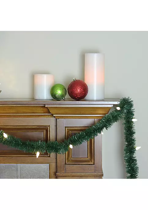 Brite Star 18' Pre-Lit Green Pine Artificial Christmas Garland - Warm White LED C6 Lights 5 Brite Star 18' Pre-Lit Green Pine Artificial Christmas Garland - Warm White LED C6 Lights - Image 3