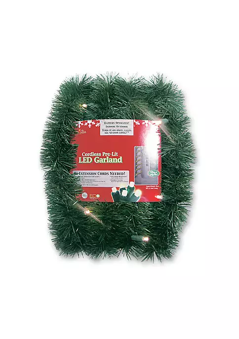 Brite Star 18' Green Pre-Lit LED Battery Operated Sparkling Artificial Christmas Garland 3 Brite Star 18' Green Pre-Lit LED Battery Operated Sparkling Artificial Christmas Garland
