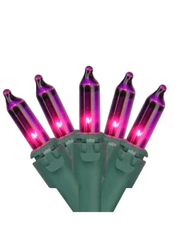 Brite Star 50-Count Purple Mini Christmas Light Set 24.6ft Green Wire
