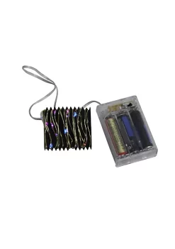 Brite Star 35 Battery Operated Silver LED Rainbow Micro Fairy Christmas Lights - 6 ft Gold Copper Wire -Brite Star Shop Belk 287