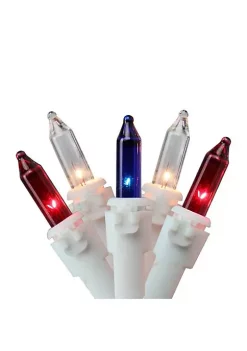 Brite Star 150-Count Red and Blue Chasing Mini Christmas Light Set 34ft White Wire