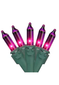Brite Star 150 Pinkish Purple Chasing 8 Function Mini Christmas Lights - 31.25 ft Green Wire