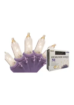Brite Star 50-Count Clear Incandescent Mini Christmas Light Set 19ft Purple Wire