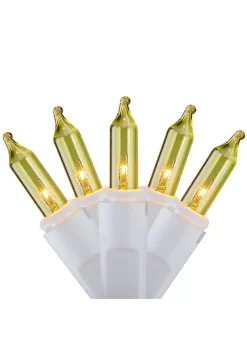 Brite Star Set of 100 Yellow Mini Icicle Christmas Lights - 7.8ft White Wire