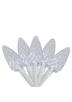 Brite Star 35 Battery Operated White LED Faceted C6 Christmas Lights - 12.25 ft White Wire