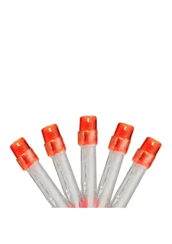 Brite Star 15 Battery Operated Orange LED Micro Wide Angle Mini Christmas Lights - 4.8 ft Red Wire