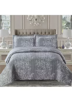 Egyptian Linens Odette Grey Quilt - Bedspread Set