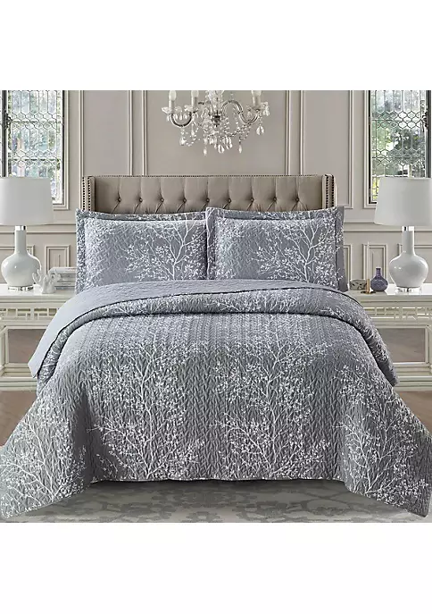 Egyptian Linens Odette Grey Quilt - Bedspread Set 3 Egyptian Linens Odette Grey Quilt - Bedspread Set