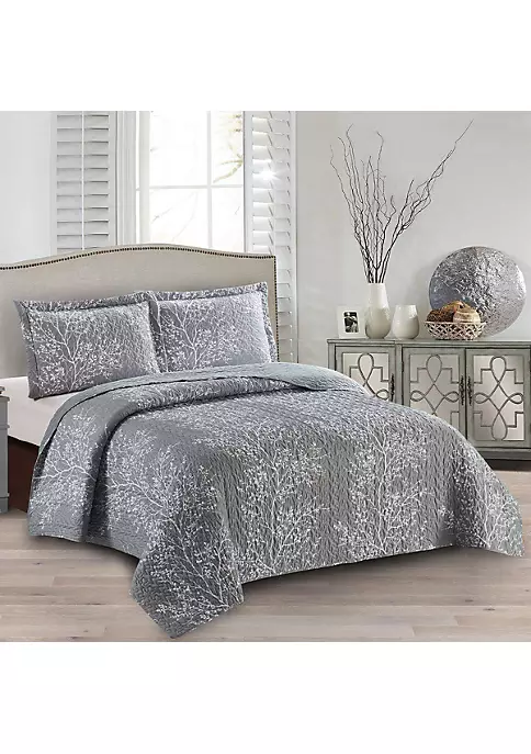 Egyptian Linens Odette Grey Quilt - Bedspread Set 5 Egyptian Linens Odette Grey Quilt - Bedspread Set - Image 3