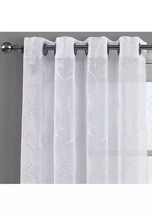 Egyptian Linens Andora Embroidered Grommet Top Sheer Panel Curtain Pair (Set of 2) 5 Egyptian Linens Andora Embroidered Grommet Top Sheer Panel Curtain Pair (Set of 2) - Image 3