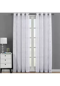 Egyptian Linens Andora Embroidered Grommet Top Sheer Panel Curtain Pair (Set of 2) 12 Egyptian Linens Andora Embroidered Grommet Top Sheer Panel Curtain Pair (Set of 2) -Brite Star Shop Belk 741