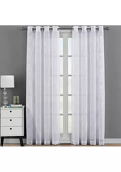 Egyptian Linens Andora Embroidered Grommet Top Sheer Panel Curtain Pair (Set of 2) 7 Egyptian Linens Andora Embroidered Grommet Top Sheer Panel Curtain Pair (Set of 2) - Image 5