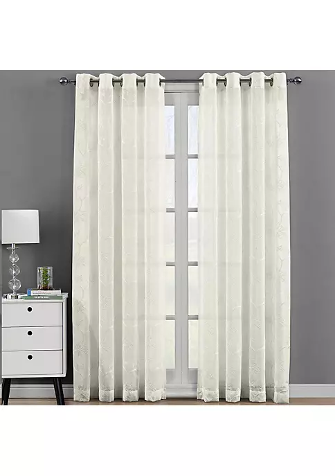 Egyptian Linens Andora Embroidered Grommet Top Sheer Panel Curtain Pair (Set of 2) 8 Egyptian Linens Andora Embroidered Grommet Top Sheer Panel Curtain Pair (Set of 2) - Image 6
