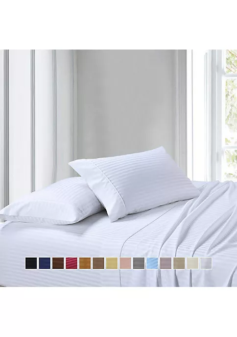 Egyptian Linens Egyptian Cotton Sheet Set - Striped 300 Thread Count 4 Egyptian Linens Egyptian Cotton Sheet Set - Striped 300 Thread Count - Image 2