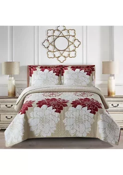 Egyptian Linens Helena Burgundy Quilt - Bedspread Set