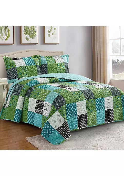Egyptian Linens Rebekah Spring Garden Style Oversized Quilt Set Wrinkle-Free Coverlet Set 5 Egyptian Linens Rebekah Spring Garden Style Oversized Quilt Set Wrinkle-Free Coverlet Set - Image 3