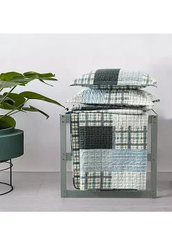 Egyptian Linens Zoe Reversible Blue Printed Patchwork Bed Quilt Set -Brite Star Shop Belk 876