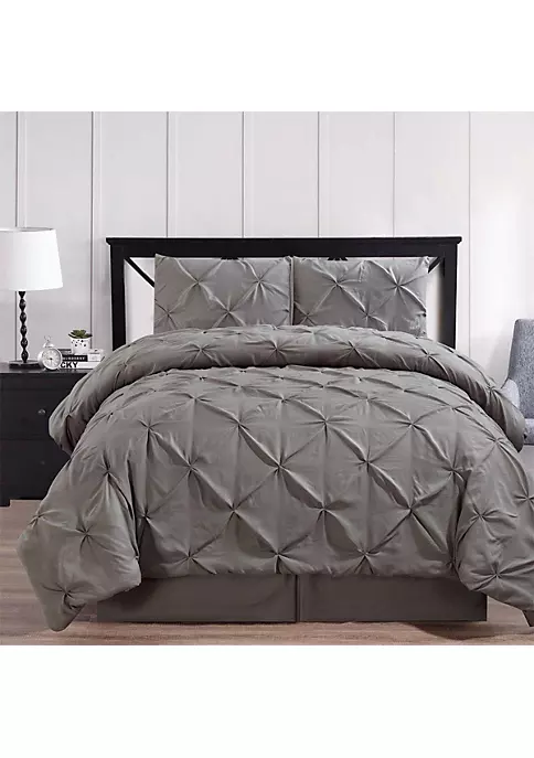 Egyptian Linens Gray Oxford Comforter Set Luxury Double Needle Soft Pinch Pleated 7 Egyptian Linens Gray Oxford Comforter Set Luxury Double Needle Soft Pinch Pleated - Image 5