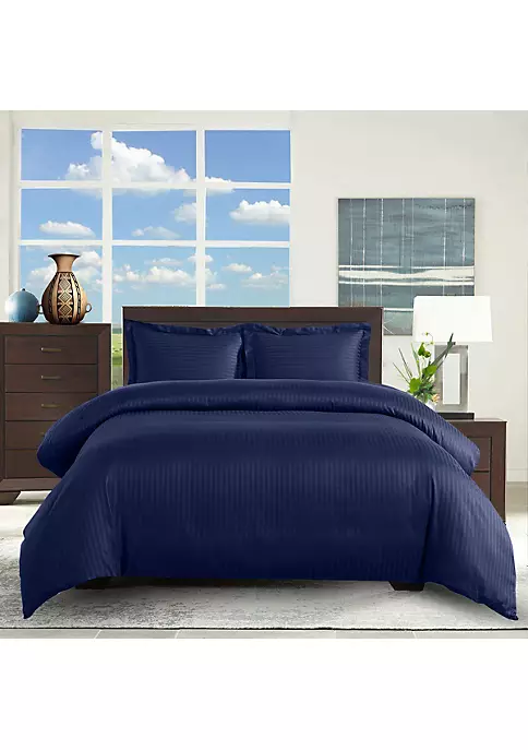 Egyptian Linens Egyptian Cotton Duvet Cover Set Damask Stripe 6 Egyptian Linens Egyptian Cotton Duvet Cover Set Damask Stripe - Image 4