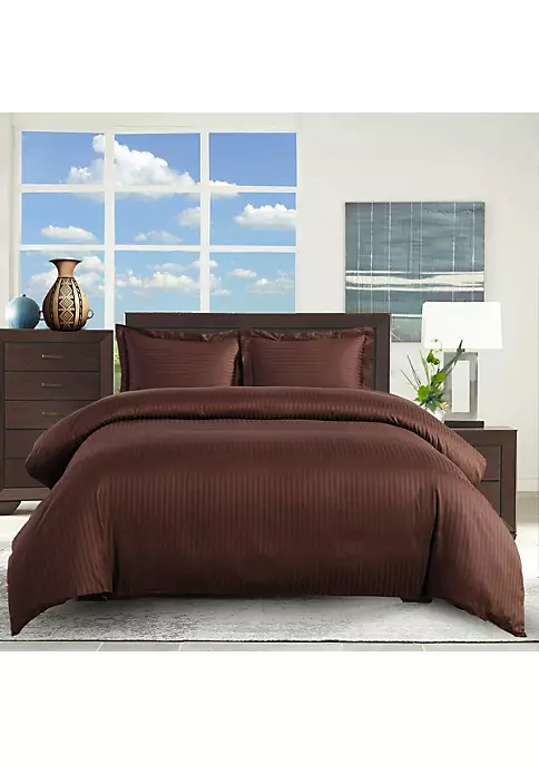 Egyptian Linens Egyptian Cotton Duvet Cover Set Damask Stripe 9 Egyptian Linens Egyptian Cotton Duvet Cover Set Damask Stripe - Image 7