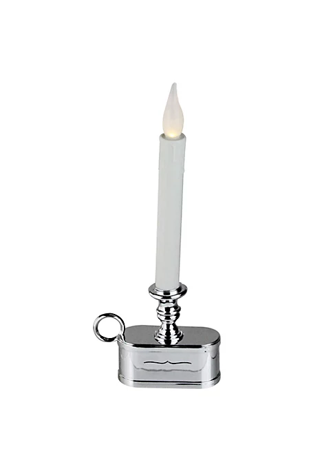 Brite Star 11" Battery Operated White and Silver LED Christmas Candle Lamp with Toned Base 2 Brite Star 11" Battery Operated White and Silver LED Christmas Candle Lamp with Toned Base